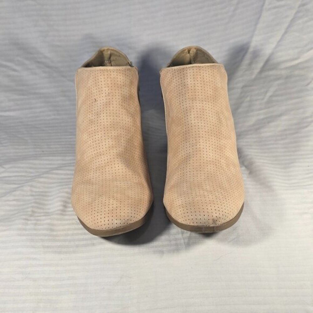 St Johns Bay Boots‎ Womens 10 M Loyola Ankle Booties Beige Faux Leather Zipper